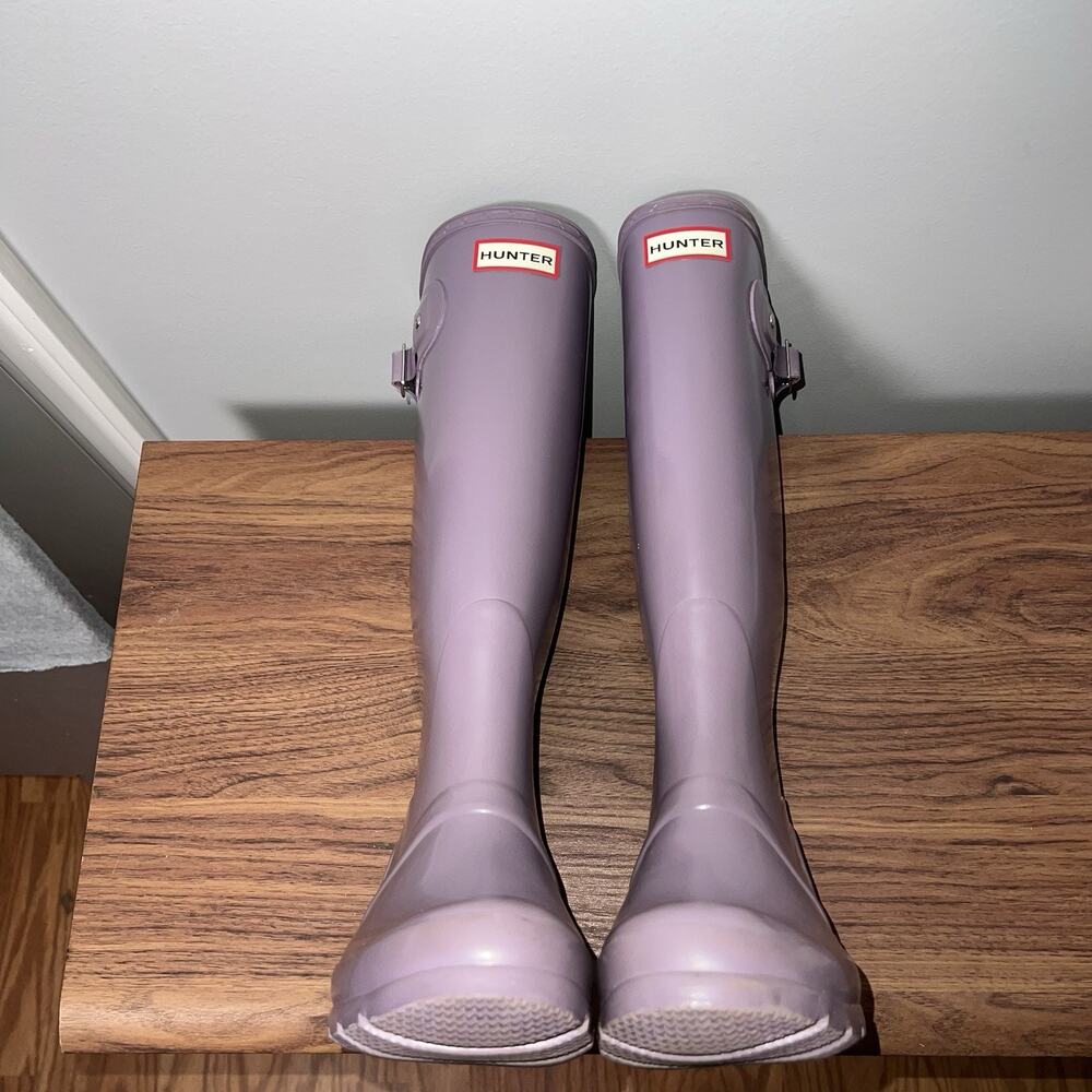 Hunter Original Tall Gloss Rain Boots Womens 7 Purple Violet Lavender Waterproof - Picture 15 of 15